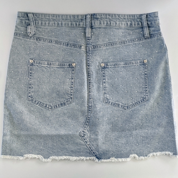 REVOLVE Generation Love New York Claudette Crystal Studded Denim Skirt L NWT - Picture 6 of 7